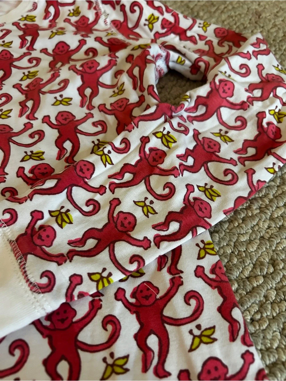 Roller Rabbit White Pajama Set with Red Monkey Print